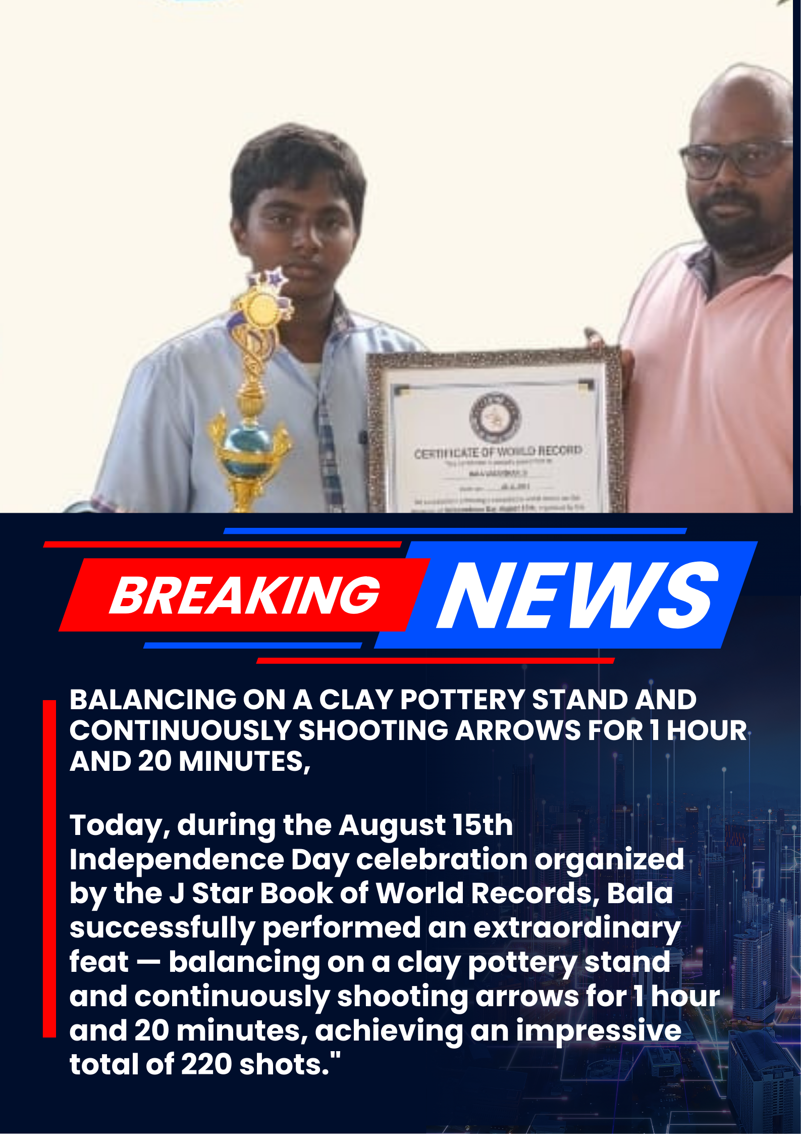 Blue and Red Modern Professional Breaking News Poster